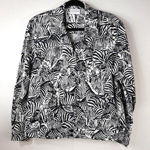 Alfred Dunner Jacket Womens 12 EUC Zebras and Zebra Animal Print Lightweight